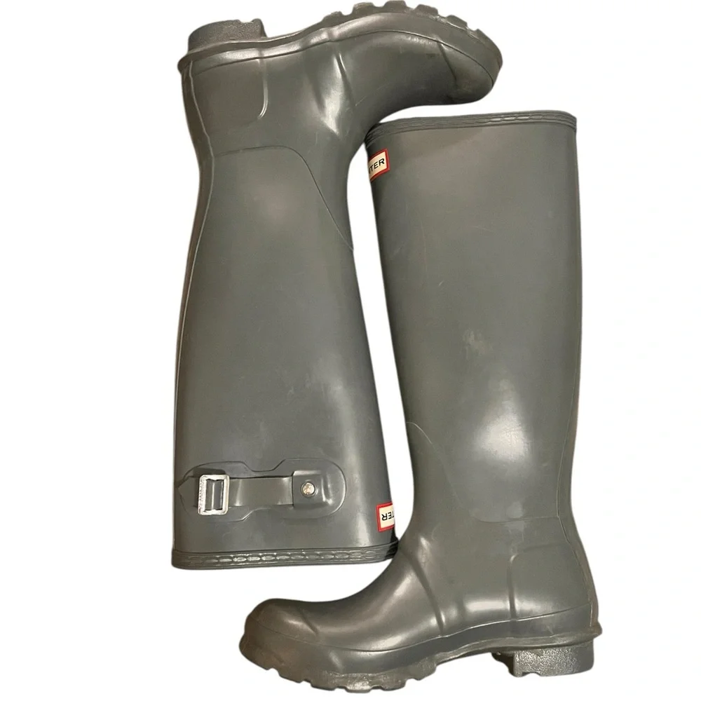 Hunter Grey Women's Original Tall Rain Boots SZ 6